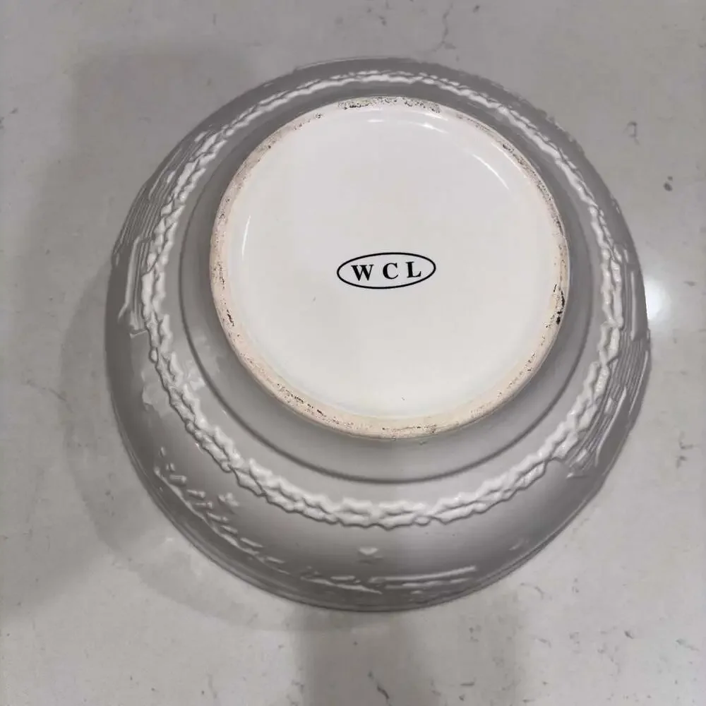 White Ceramic Embossed Christmas Bowl with Santa Sleigh and Cabin